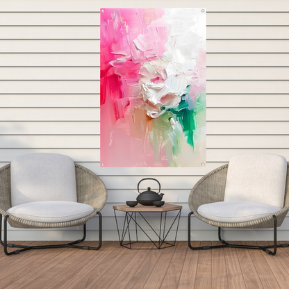 Kleurrijke abstracte bloemen schilderij tuinposter