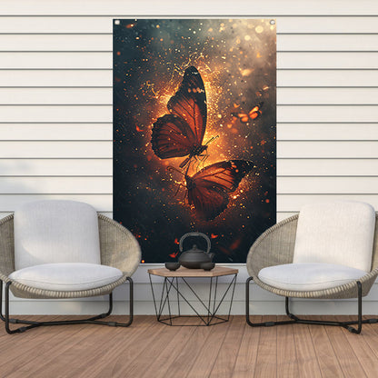 Vurige Vlinders Dansen in de Nacht tuinposter