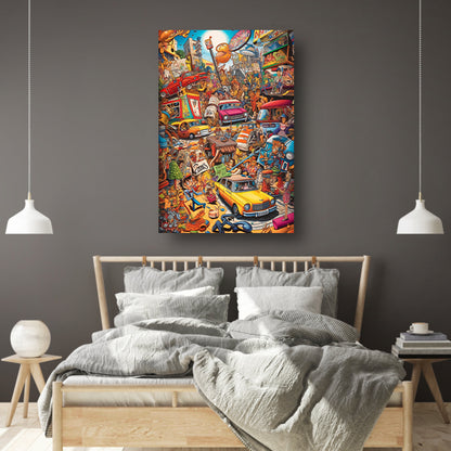 Minimalistische stadsgezicht canvas met baklijst
