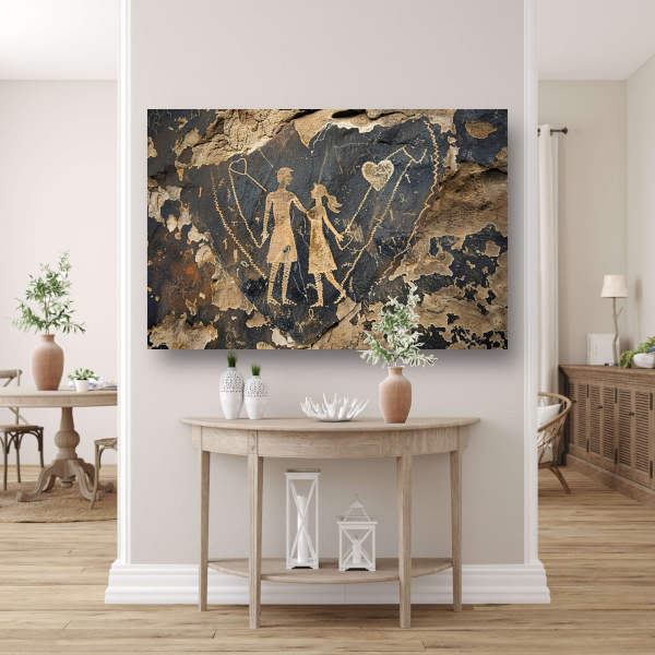 Hand in Hand in Gouden Hart canvas