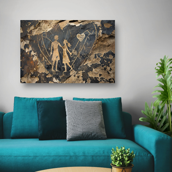 Hand in Hand in Gouden Hart canvas met baklijst