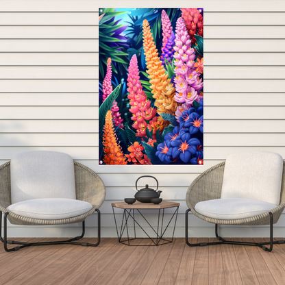 Levendige Art Nouveau bloemenpracht in kleur tuinposter