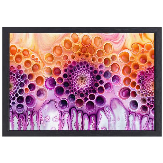 Kleurrijke psychedelische abstracte patronen schilderij canvas met baklijst