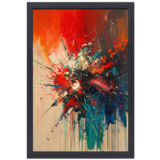 Abstract  met Krachtige Kleuren en Energieke Lijnen canvas met baklijst