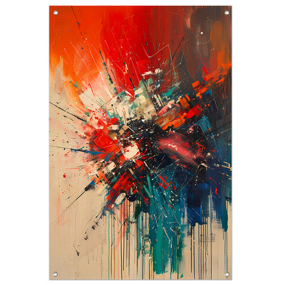 Abstract  met Krachtige Kleuren en Energieke Lijnen tuinposter