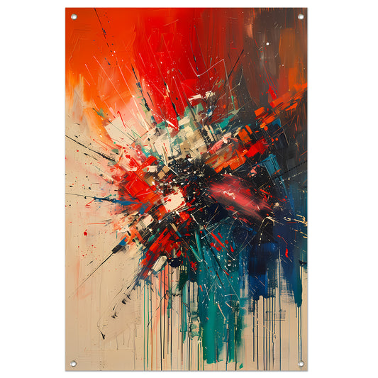 Abstract  met Krachtige Kleuren en Energieke Lijnen tuinposter