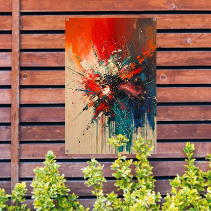 Abstract  met Krachtige Kleuren en Energieke Lijnen tuinposter