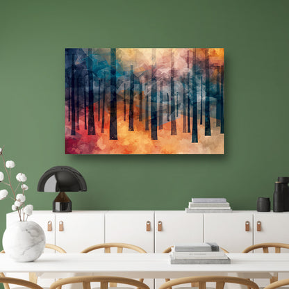 Kleurrijk abstract bos digitaal kunstwerk canvas met baklijst