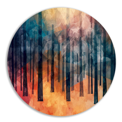 Kleurrijk abstract bos digitaal kunstwerk forex muurcirkel