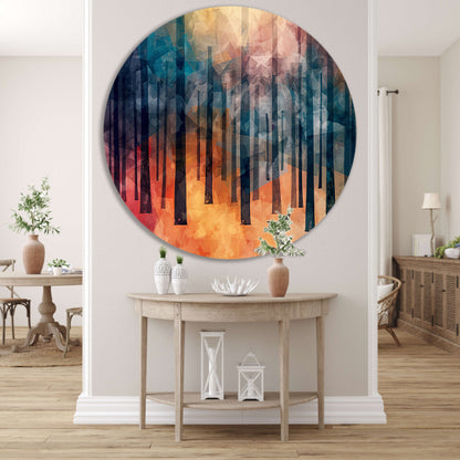 Kleurrijk abstract bos digitaal kunstwerk forex muurcirkel