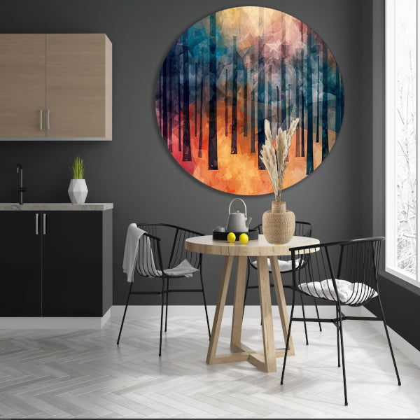 Kleurrijk abstract bos digitaal kunstwerk forex muurcirkel