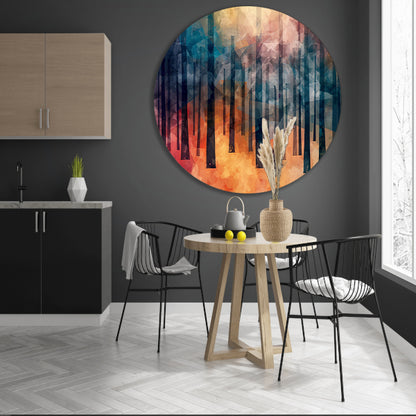 Kleurrijk abstract bos digitaal kunstwerk forex muurcirkel