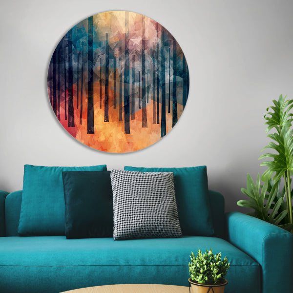 Kleurrijk abstract bos digitaal kunstwerk forex muurcirkel