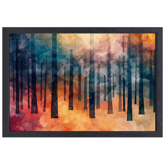 Kleurrijk abstract bos digitaal kunstwerk canvas met baklijst