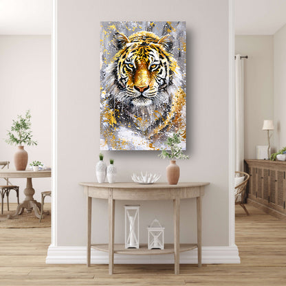 Surrealistische tijger met dynamische kleuren poster