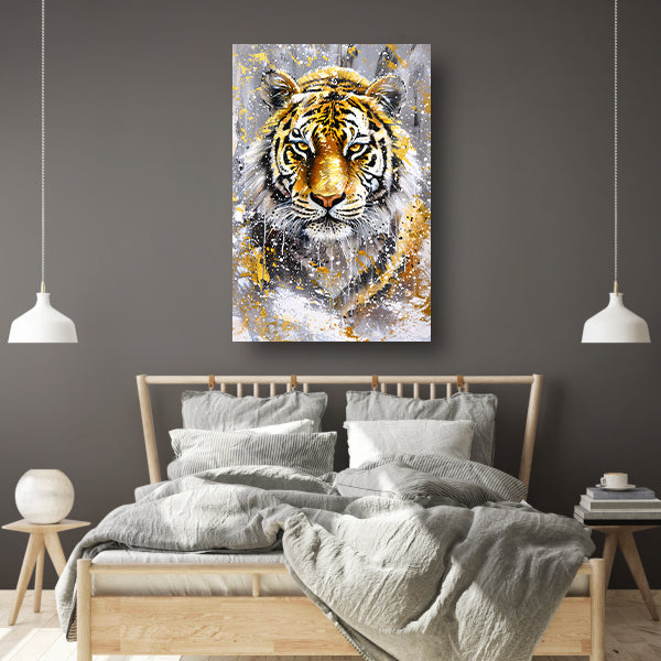 Surrealistische tijger met dynamische kleuren poster