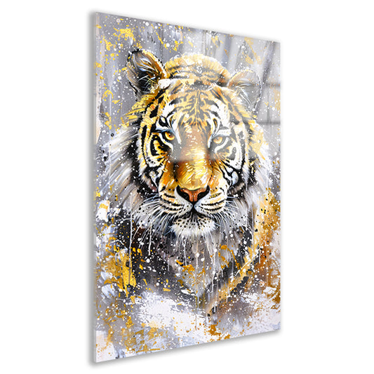 Surrealistische tijger met dynamische kleuren acrylglas