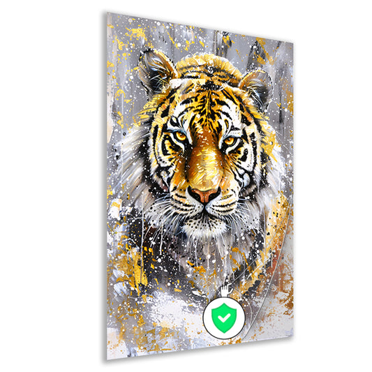 Surrealistische tijger met dynamische kleuren poster