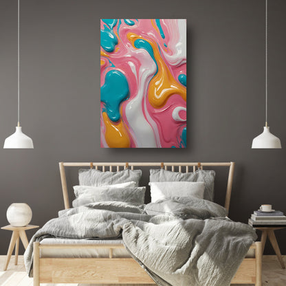 Abstracte Dans van Kleuren en Vormen canvas met baklijst