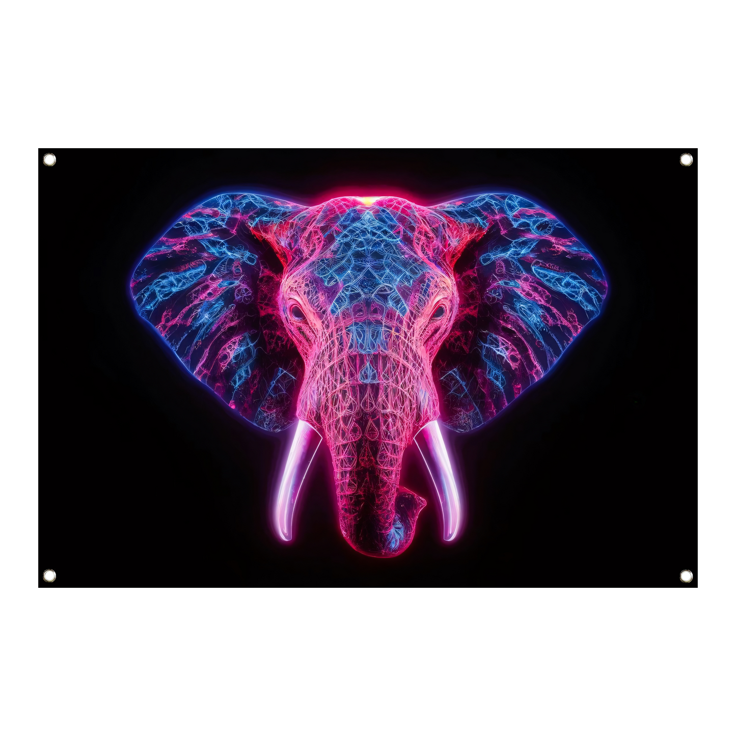 Neon olifant in futuristische abstracte kunst tuinposter