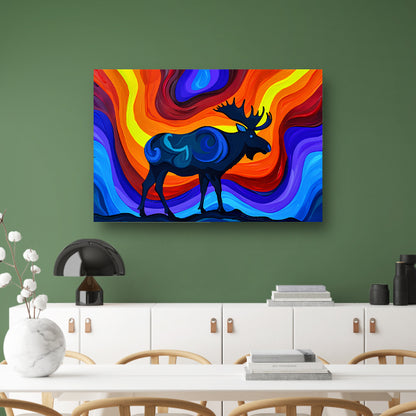Kleurrijke abstracte eland met levendige achtergrond canvas