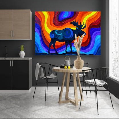Kleurrijke abstracte eland met levendige achtergrond canvas
