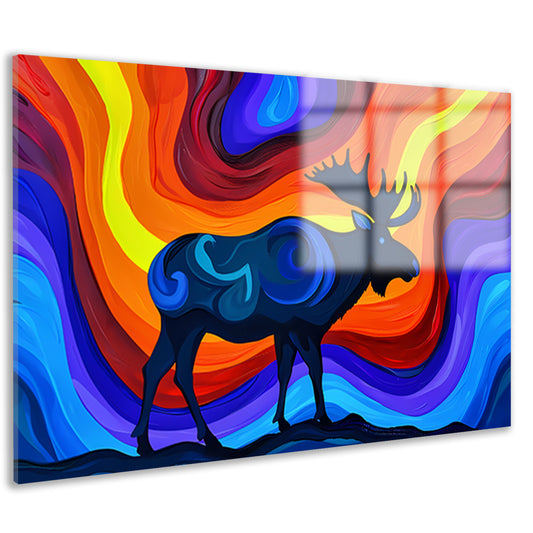 Kleurrijke abstracte eland met levendige achtergrond acrylglas
