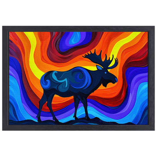 Kleurrijke abstracte eland met levendige achtergrond canvas met baklijst