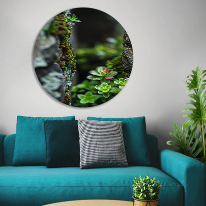 Close-up Groene Planten Tussen Stenen forex muurcirkel