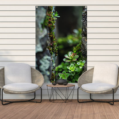 Close-up Groene Planten Tussen Stenen tuinposter