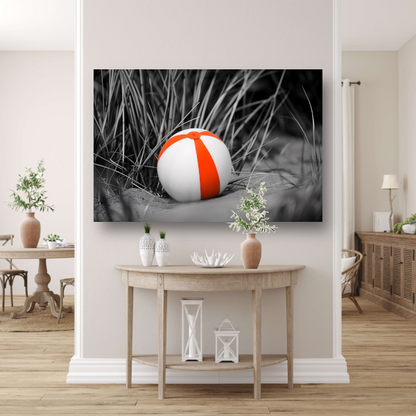 Minimalistische strandbal op het zand canvas