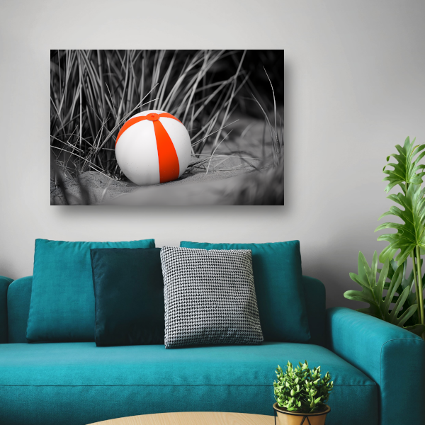 Minimalistische strandbal op het zand canvas