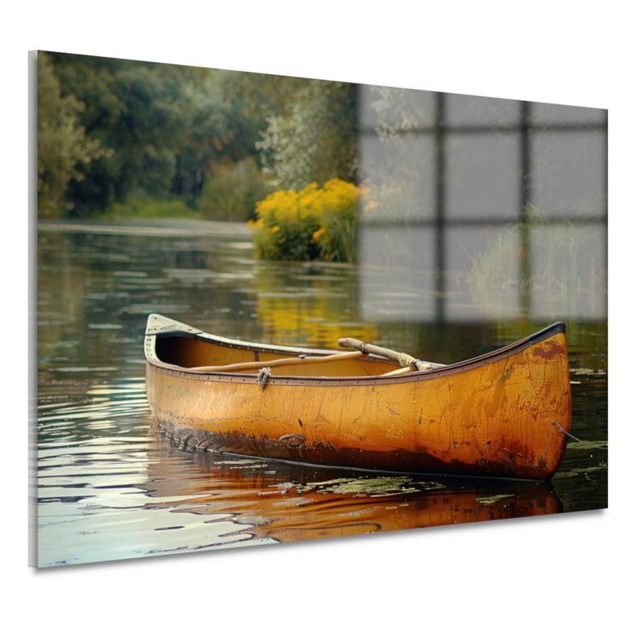 Impressionistische kano op stille rivier acrylglas