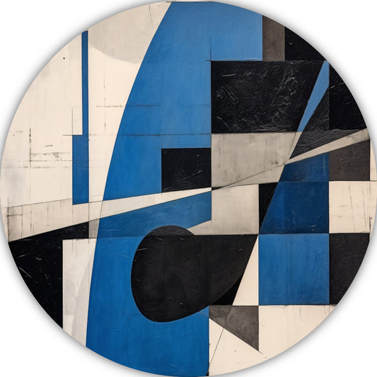 Minimalistisch schilderij met vierkanten aluminium muurcirkel