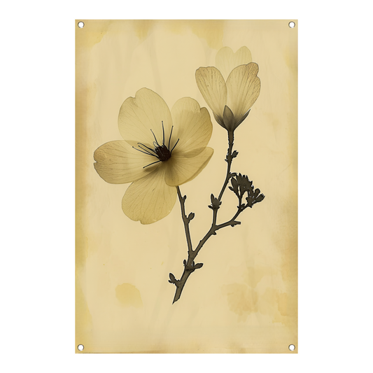 Elegante Bloemen in Sepia op Crème Achtergrond tuinposter