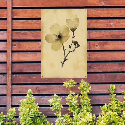 Elegante Bloemen in Sepia op Crème Achtergrond tuinposter