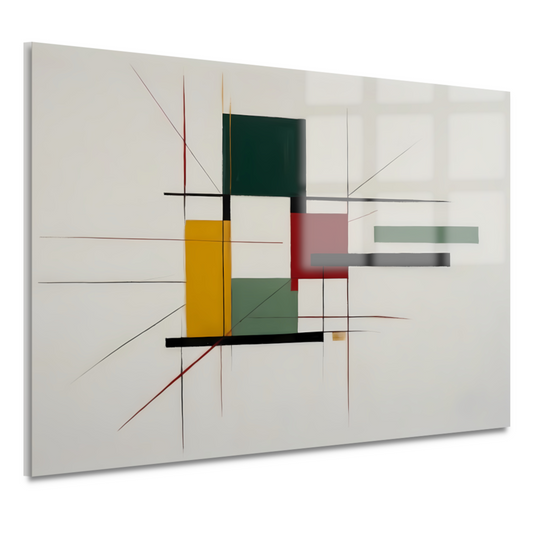 Abstracte primaire kleuren en strakke lijnen acrylglas