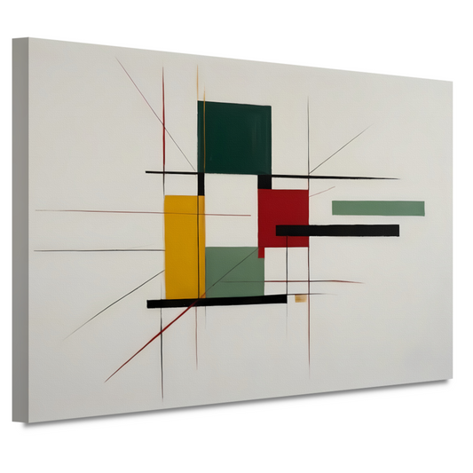 Abstracte primaire kleuren en strakke lijnen canvas