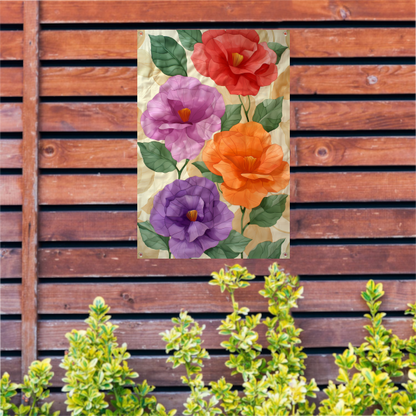 Kunstzinnig ontwerp van kleurrijke bloemen tuinposter