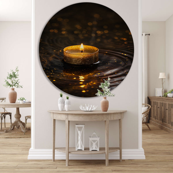 Gouden kaars reflectie op donker water forex muurcirkel