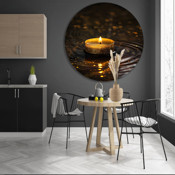 Gouden kaars reflectie op donker water forex muurcirkel