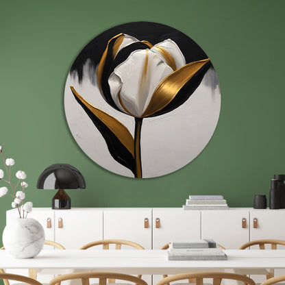 Gouden Accenten op Monochrome Tulp forex muurcirkel