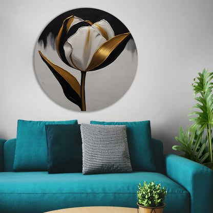 Gouden Accenten op Monochrome Tulp forex muurcirkel
