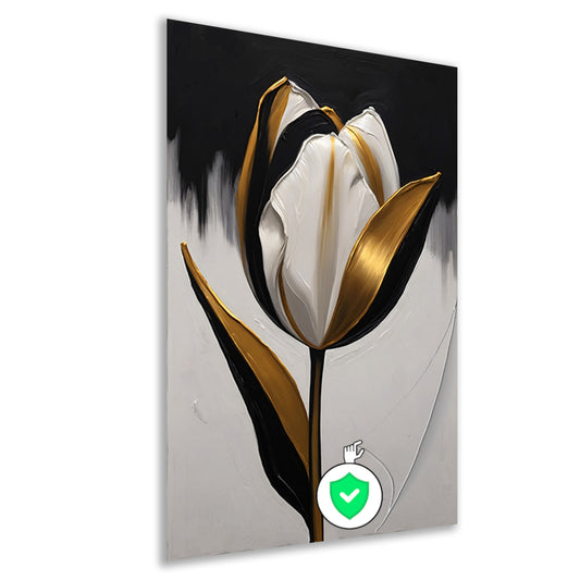 Gouden Accenten op Monochrome Tulp poster