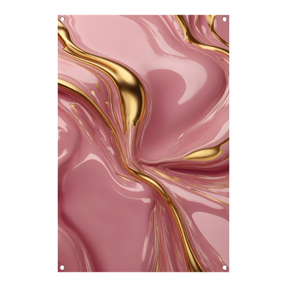 Abstract Roze Gouden Vloeiende Luxe tuinposter