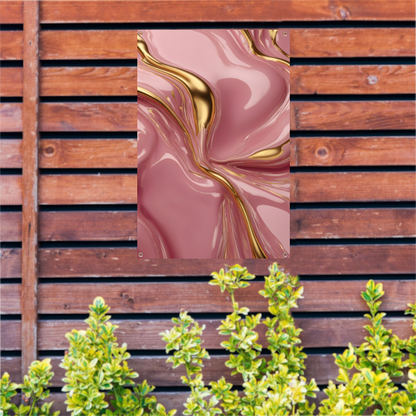 Abstract Roze Gouden Vloeiende Luxe tuinposter