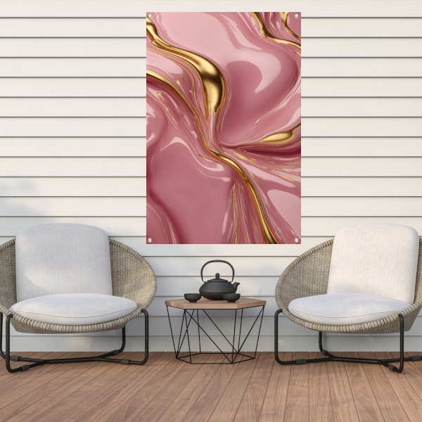 Abstract Roze Gouden Vloeiende Luxe tuinposter