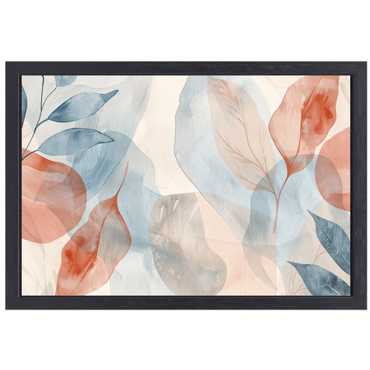 Zachte Abstracte Waterverf met Bladeren canvas met baklijst