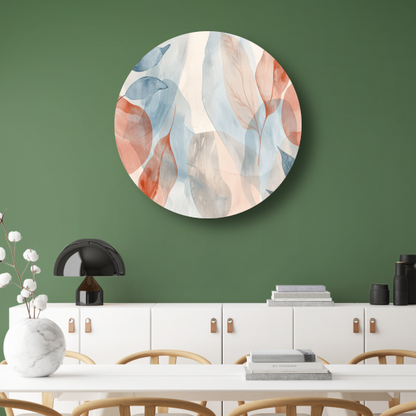 Zachte Abstracte Waterverf met Bladeren forex muurcirkel