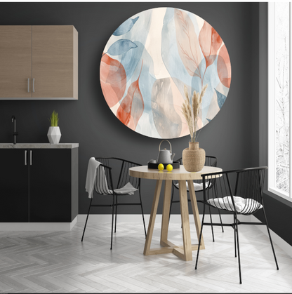 Zachte Abstracte Waterverf met Bladeren forex muurcirkel